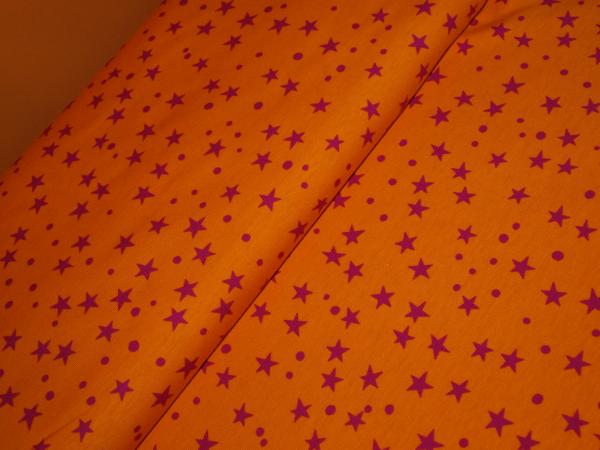 Stretchjersey Sterne in Orange